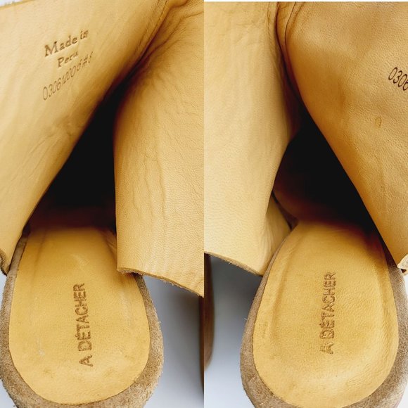 $541 A DETACHER  Ankle Booties Brown Suede 8 Open Heel Round Toe Made in PERU - Picture 6 of 12